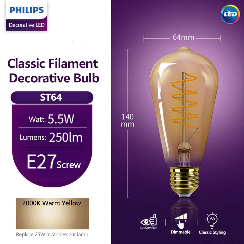 Philips LED ST64 E27 Decorativ - Philips Bulb Led Classic 评论和价格