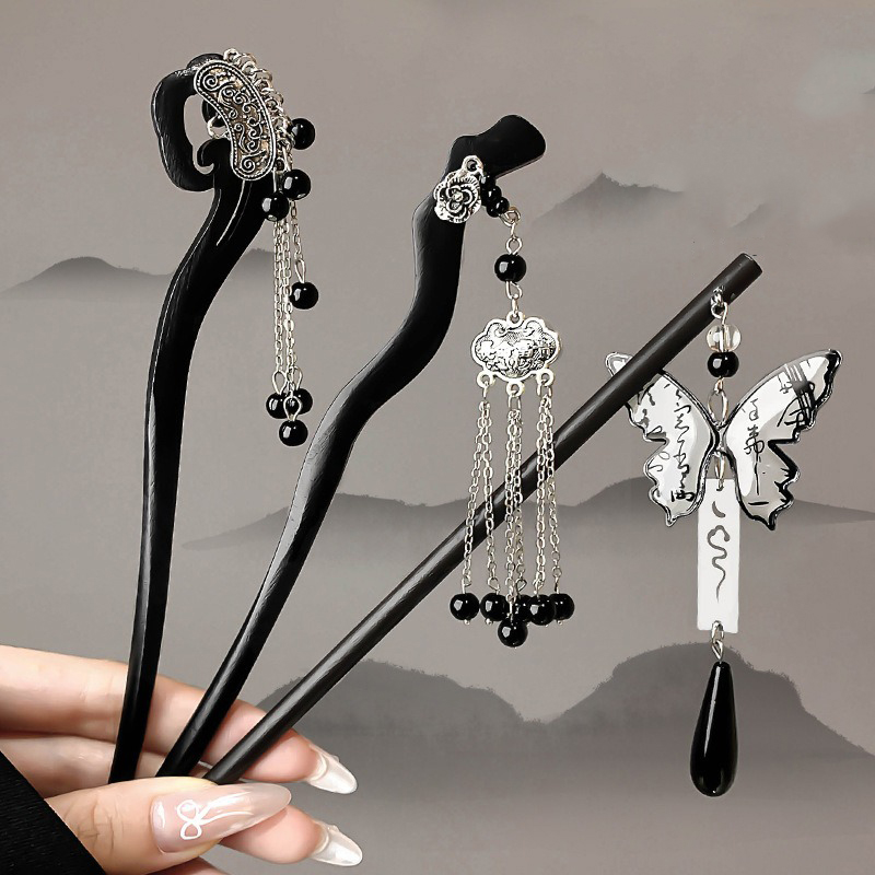 1pc Chinese Ancient Style Ink  - Hanbok Hair Pin 评论和价格